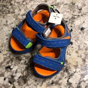 NWT- Baby Size 4 Velcro Sandals - Blue with small grey sharks.